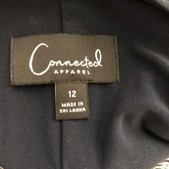 Connected Apparel Dress Floral Embroidered Mesh Jacket Navy White 12 - Picture 12 of 12